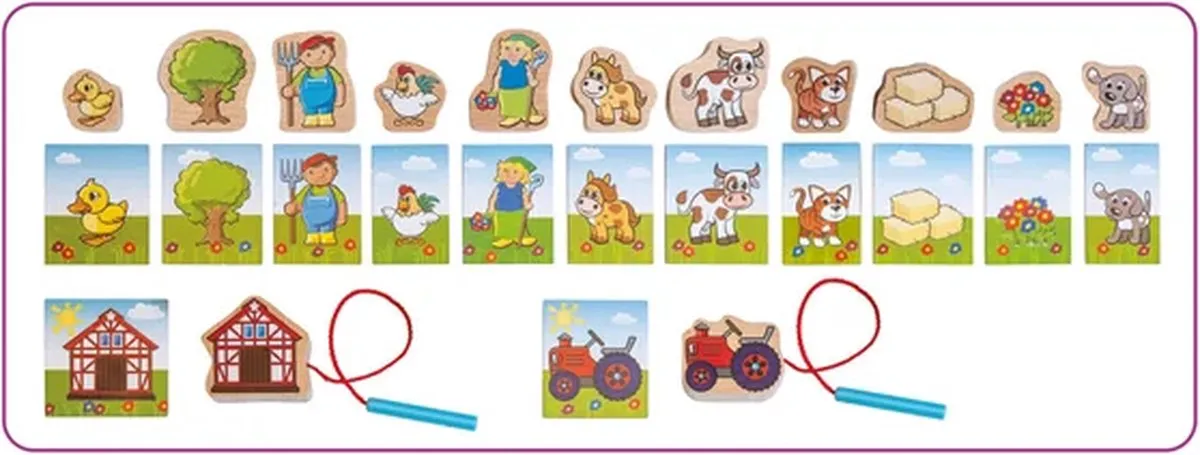 Janod Houten Rijgspel 13-delig - Multicolor