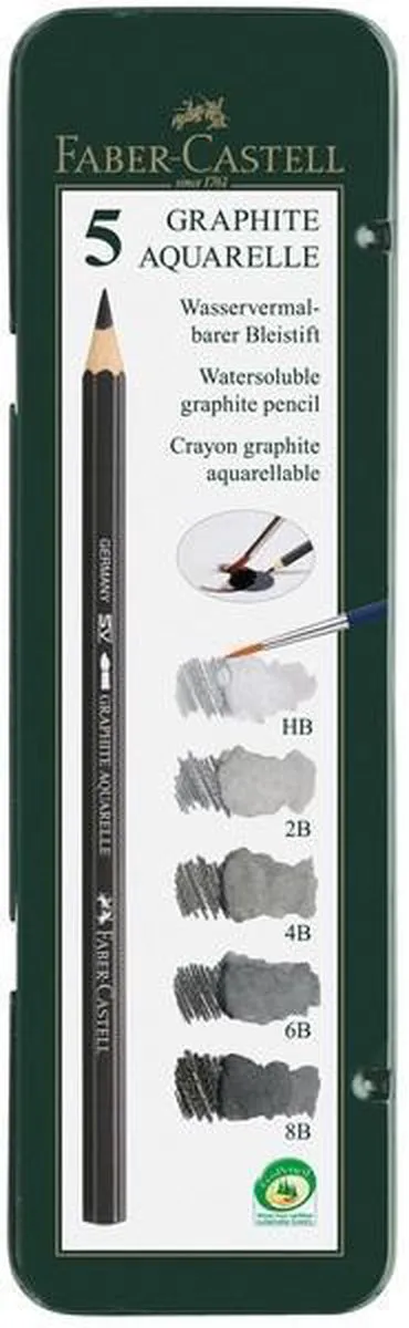 Faber-Castell Aquarelpotlood FC-117805 - 5 Stuks HB/2B/4B/6B/8B
