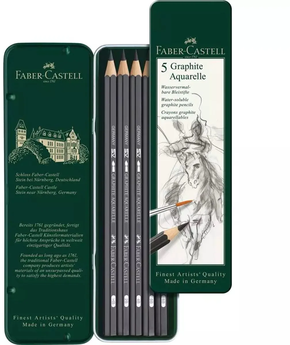 Faber-Castell Aquarelpotlood FC-117805 - 5 Stuks HB/2B/4B/6B/8B