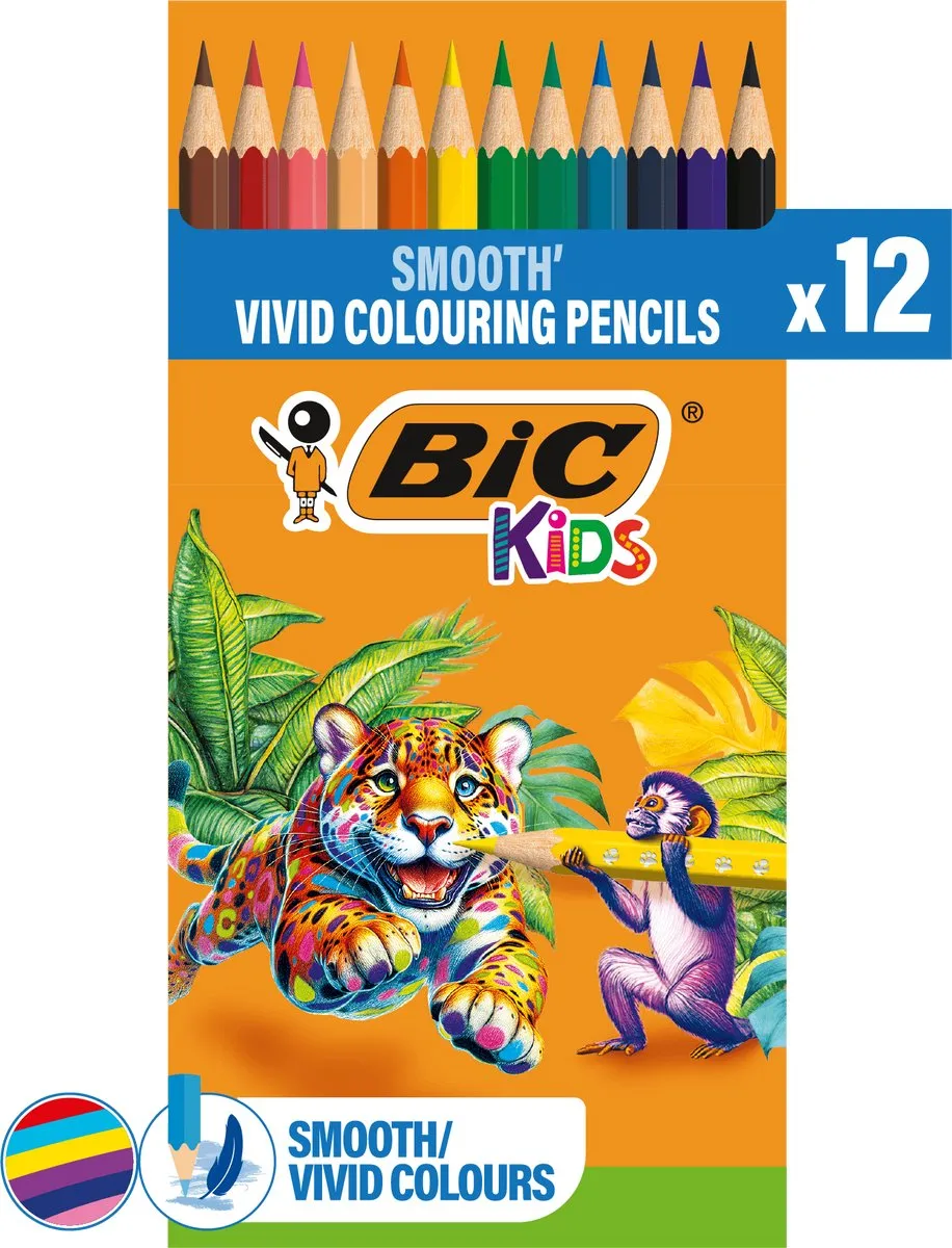 BIC Kids Kleurpotloden - Kleurpotloden - Kinderen - Verschillende Kleuren - Potlood - 12 Stuks