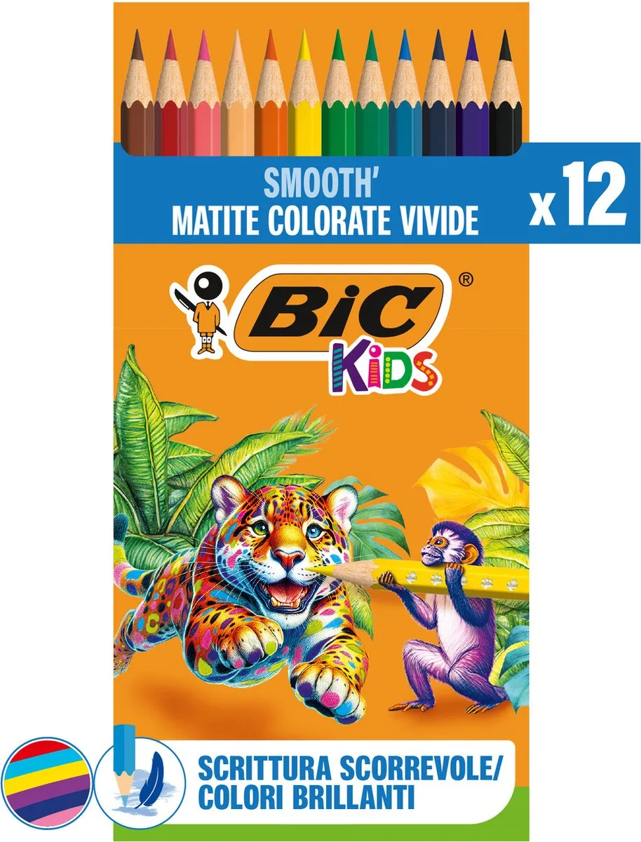BIC Kids Kleurpotloden - Kleurpotloden - Kinderen - Verschillende Kleuren - Potlood - 12 Stuks