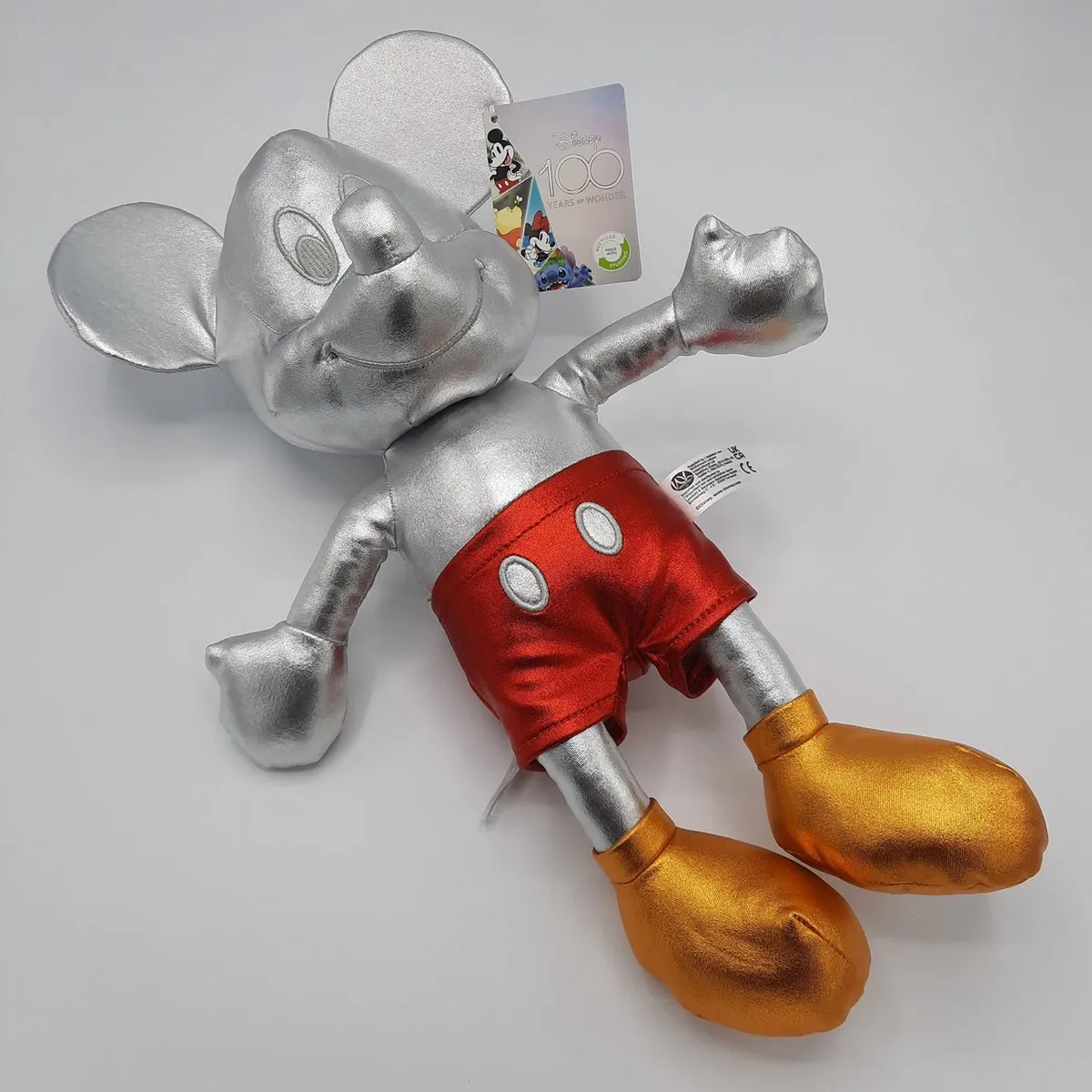 Disney Mickey Mouse Knuffel 100 Jaar Platinum Silver Mix 40cm