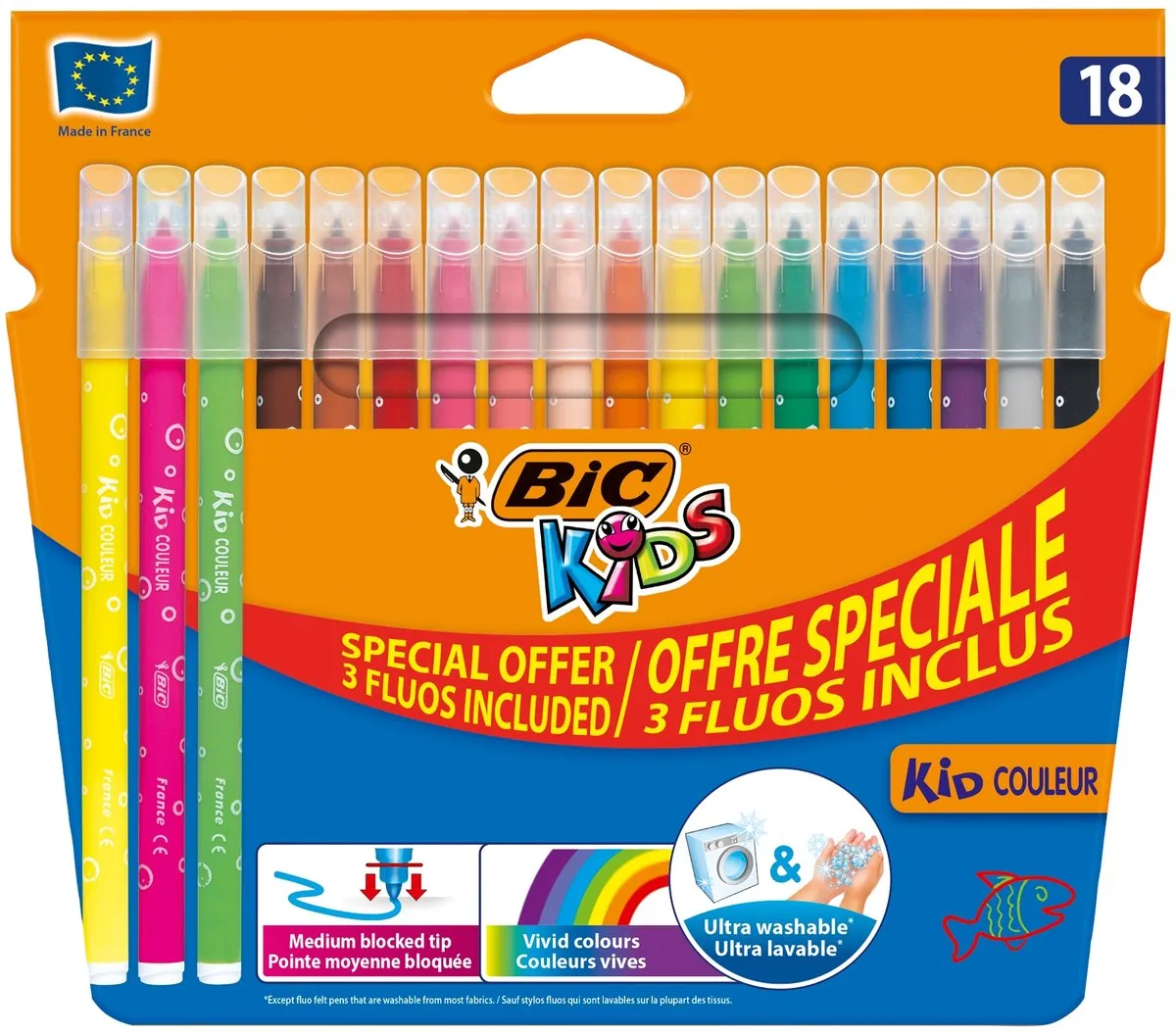 Bic Kids Couleur Fluo Marker - 18 Stuks Multicolor - afbeelding 4 van 4