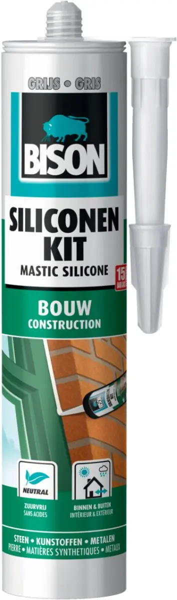 Bison Siliconenkit Bouw Grijs 300ml - afbeelding 4 van 4