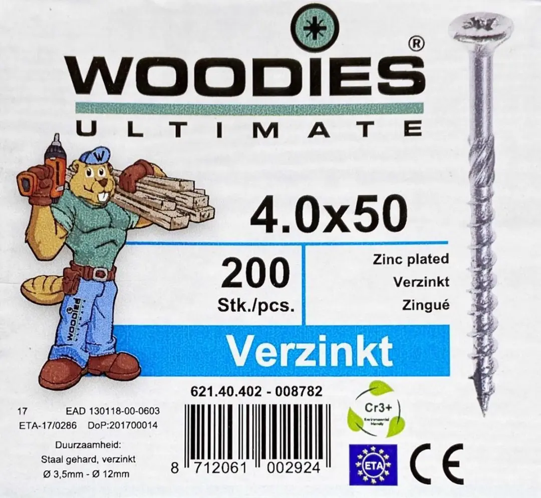 Woodies ultimate spaanplaatschroef 4x50mm