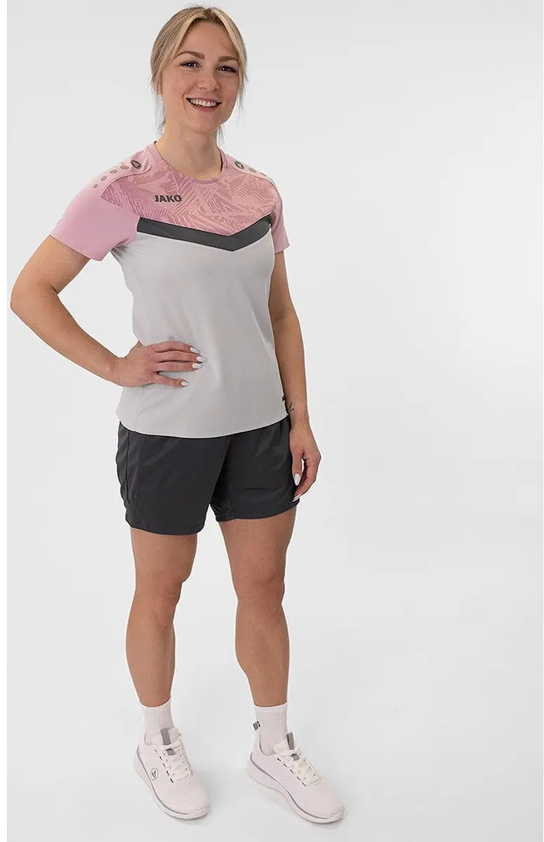 Jako Iconic T-Shirt Dames 44 - Zachtgrijs/Rose