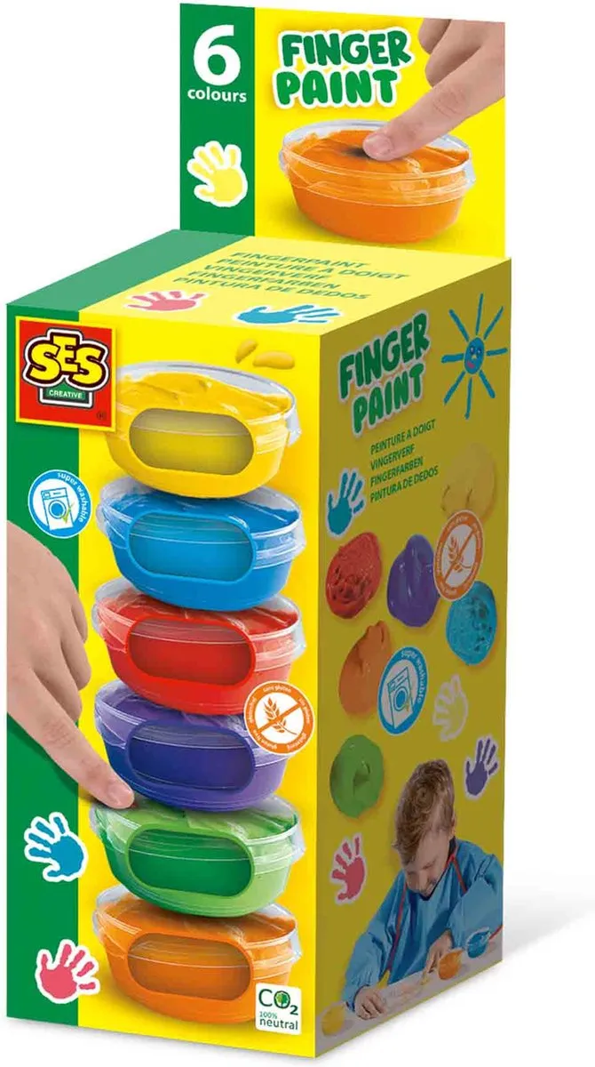 SES Creative Vingerverf 6x45ml - 6 Basiskleuren