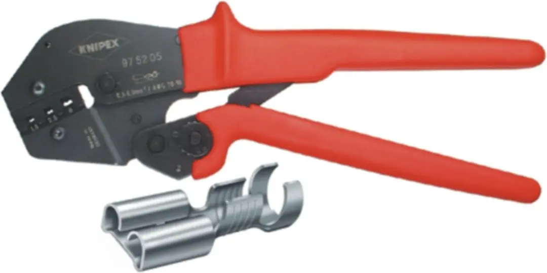 Knipex 97 52 05 SB Crimping Pliers Uninsulated, Open Plug Connectors, 4.8 + 6.3
