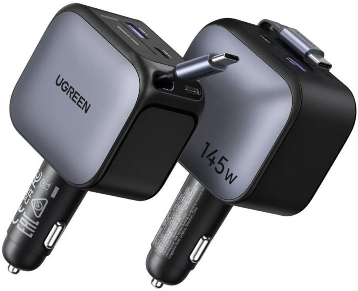 Ugreen Sigarettenaansteker 145W 55910B - 3 Outputs - Grijs