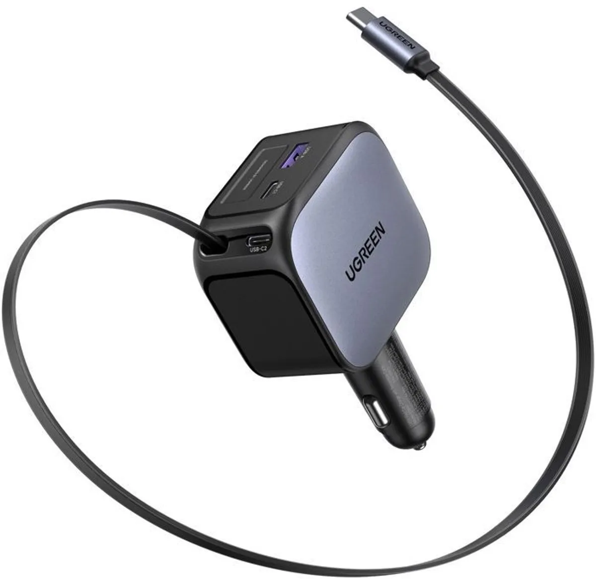 Ugreen Sigarettenaansteker 145W 55910B - 3 Outputs - Grijs