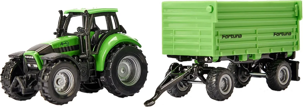 SIKU 1606 DEUTZ-Fahr Trekker met Fortuna Aanhanger - Groen