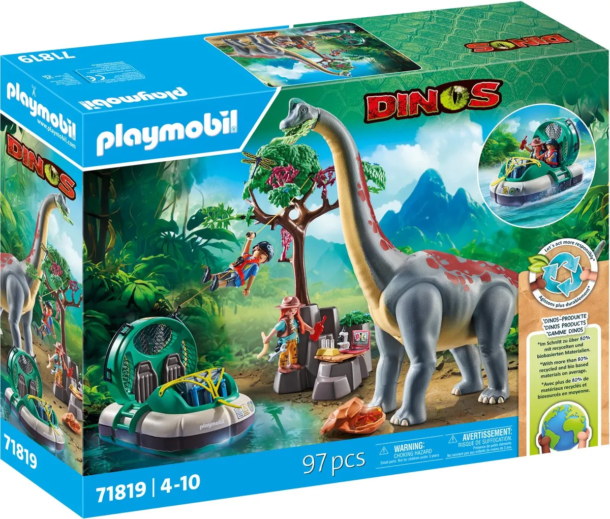 Playmobil Dinos Brachiosaurus met Hovercraft 71819 - Multicolor