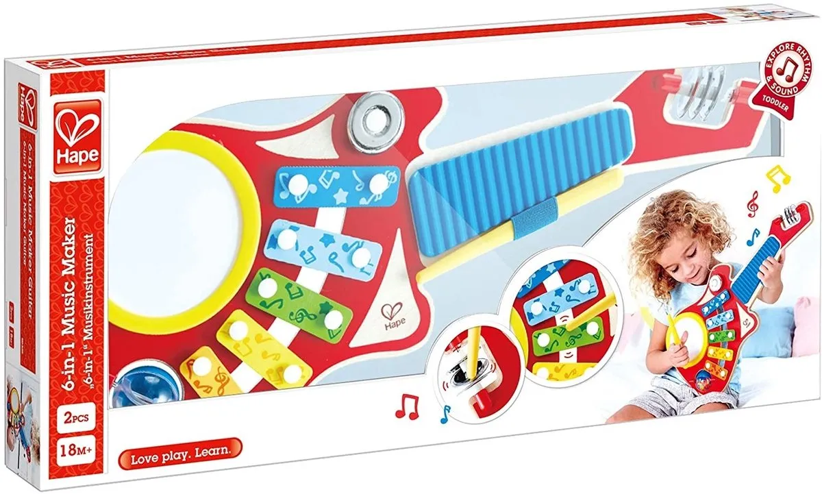 Hape 6-in-1 Muziekinstrument Multicolor - afbeelding 6 van 6