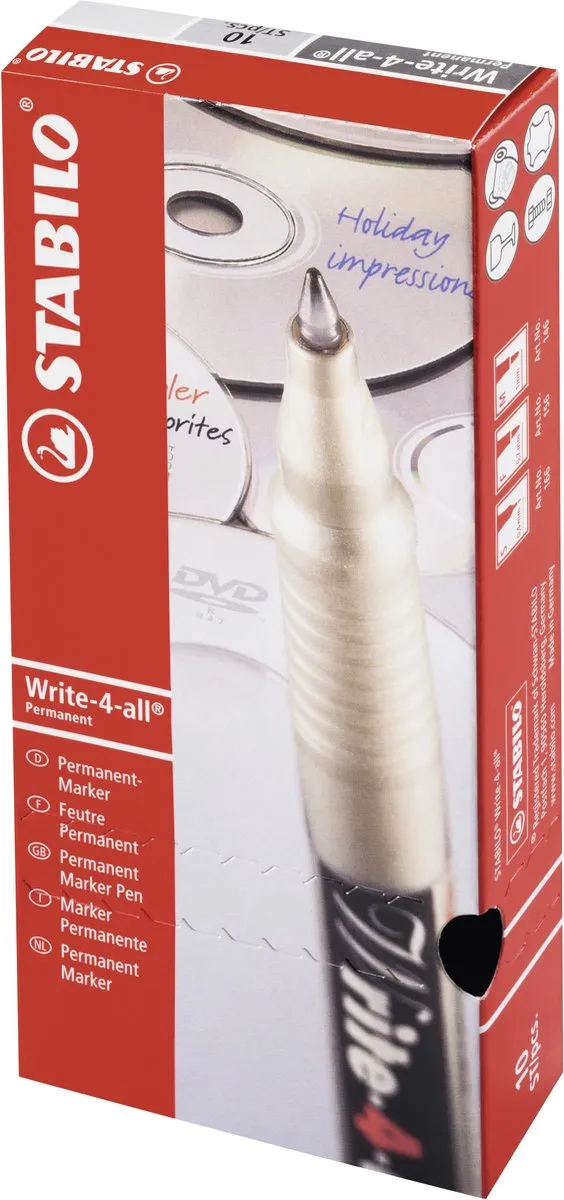 STABILO Write-4-all Superfijn 635711 - 10 Stuks Zwart