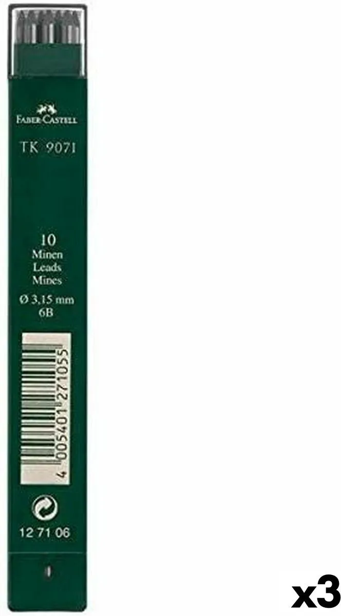 Faber-Castell Loodvervanging Hout 3 Stuks 6B