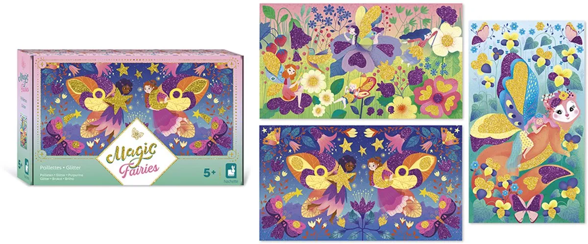 Janod Magic Fairies Creatief Pakket - 3 Afbeeldingen + Biologisch Glitter