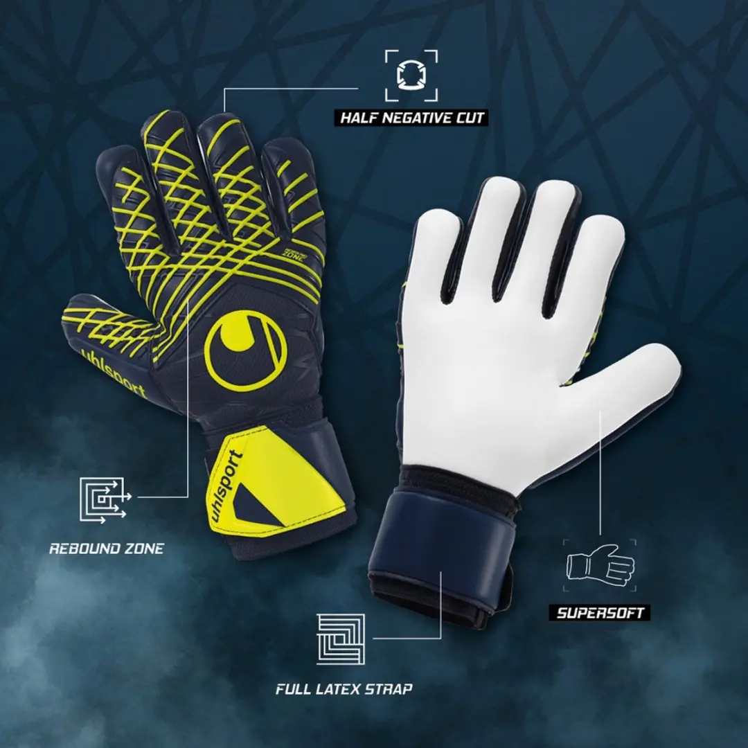 Uhlsport Prediction Supersoft HN Keepershandschoenen 4 - Fluoro Geel/Navy