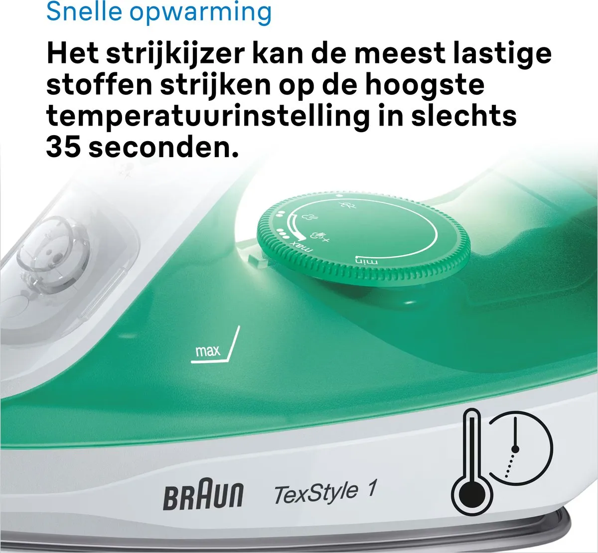 Braun TexStyle 1 SI1040GR Stoomstrijkijzer - 2000W - Groen