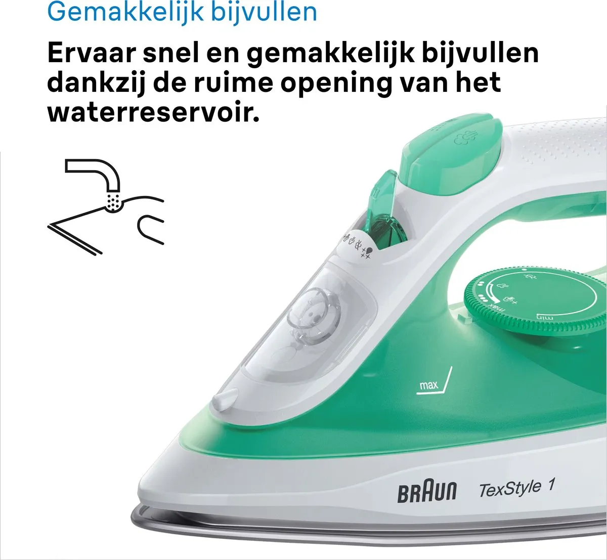 Braun TexStyle 1 SI1040GR Stoomstrijkijzer - 2000W - Groen