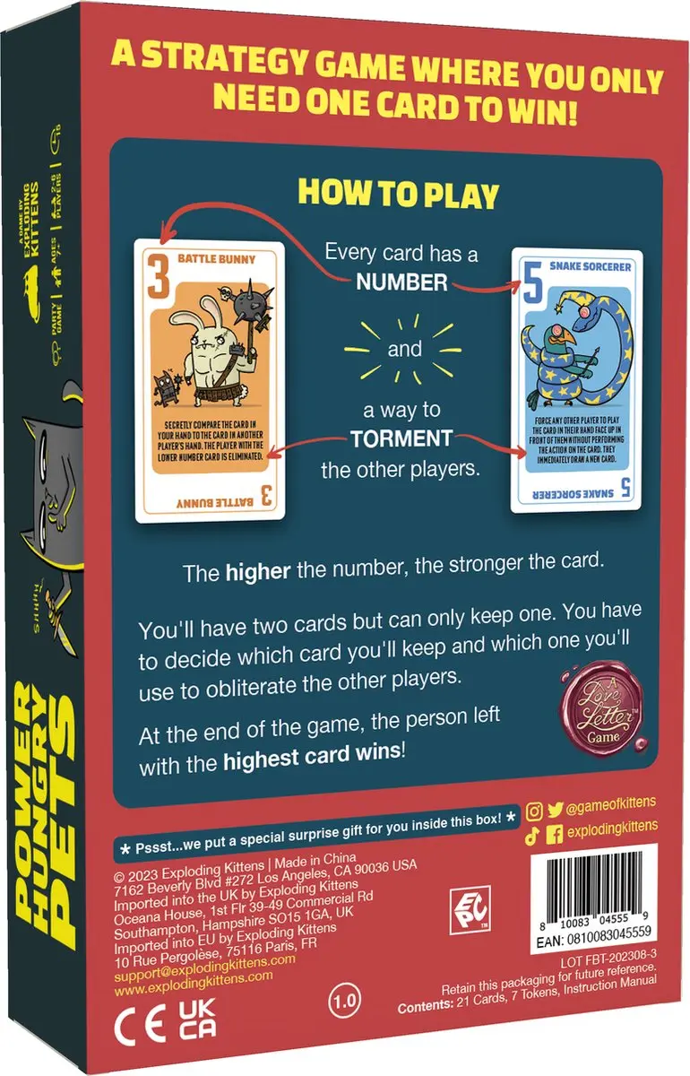 Exploding Kittens Power Hungry Pets Kaartspel - 2-6 Spelers