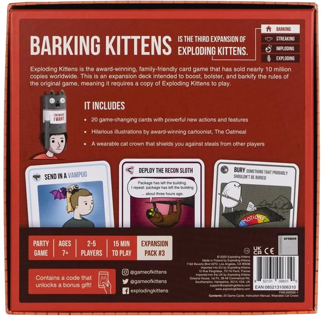 Exploding Kittens Barking Kittens EKG-3EXP - Kaartspel