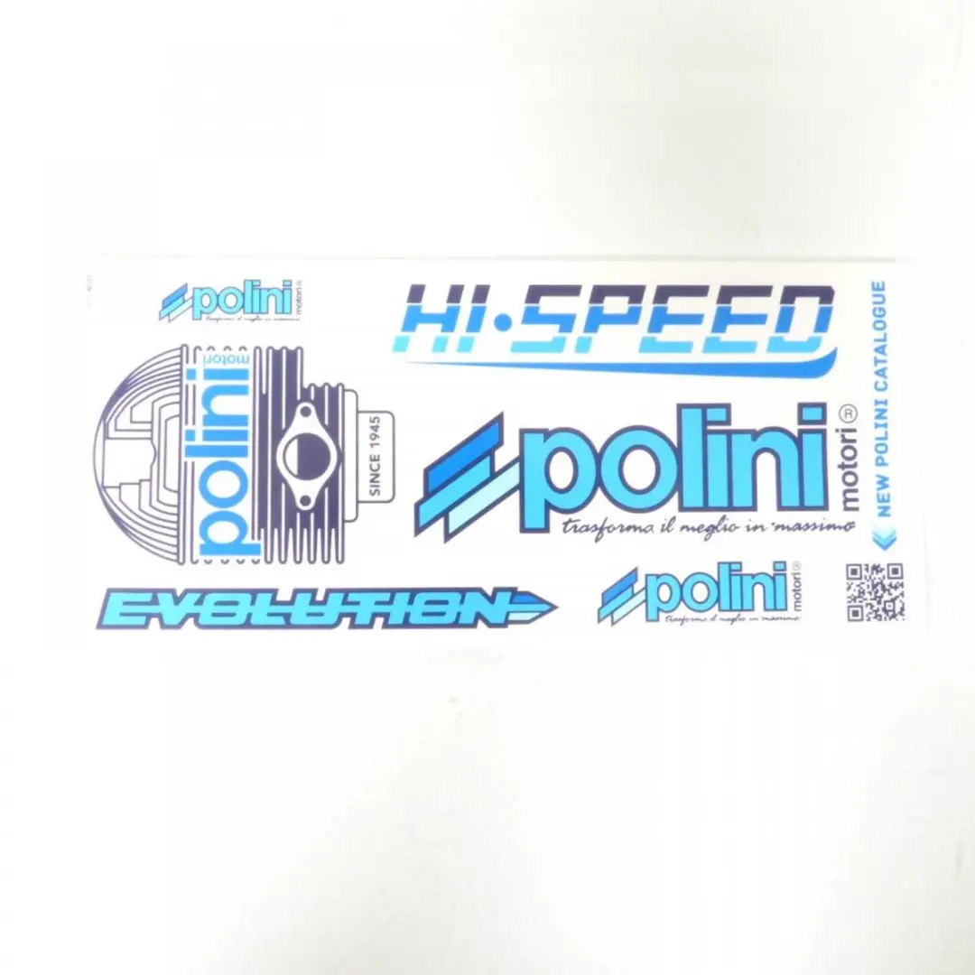 Planche de 6 autocollant stickers Polini bleu pour moto scooter 011.8055 Neuf