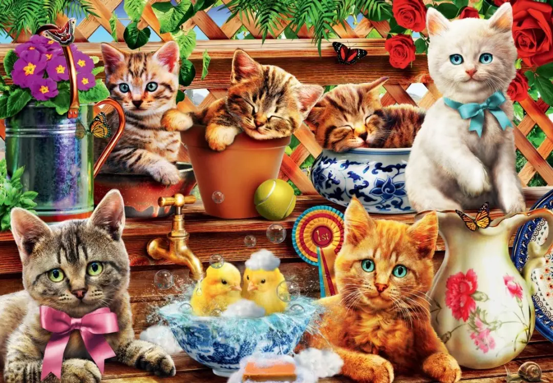 Bluebird Puzzle legpuzzel Kittens in the Potting Shed