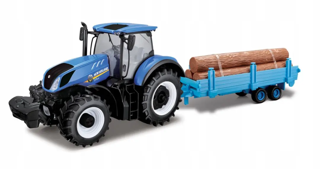 Bburago New Holland T7.315 Tractor met Aanhangwagen 1:32