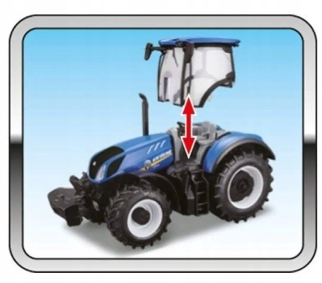 Bburago New Holland T7.315 Tractor met Aanhangwagen 1:32 - Blauw - afbeelding 3 van 6