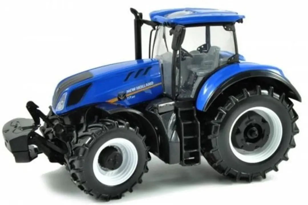 Bburago New Holland T7.315 Tractor met Aanhangwagen 1:32 - Blauw - afbeelding 5 van 6