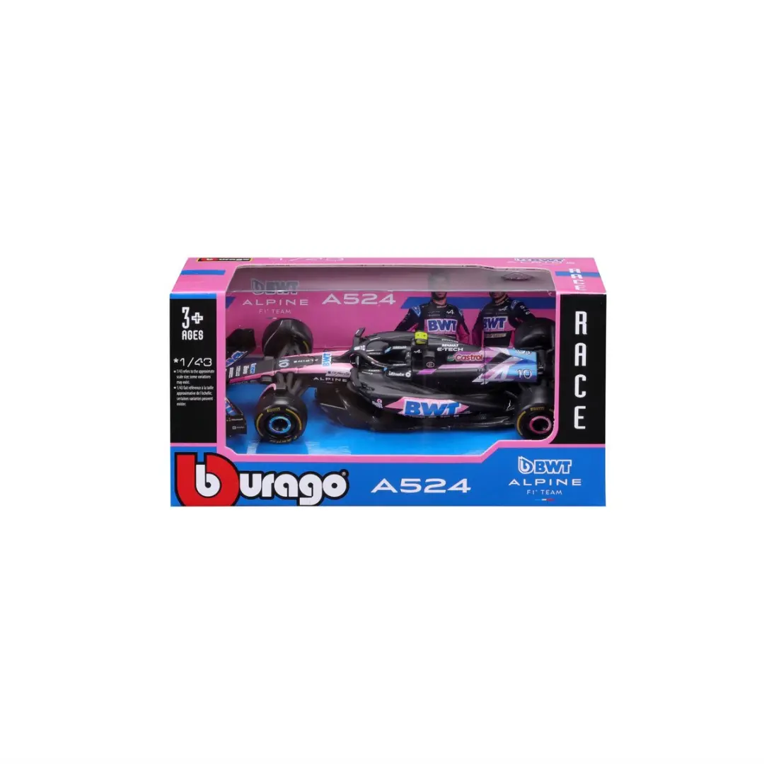 Bburago Alpine A524 Pierre Gasly Modelauto - Zwart - afbeelding 3 van 4