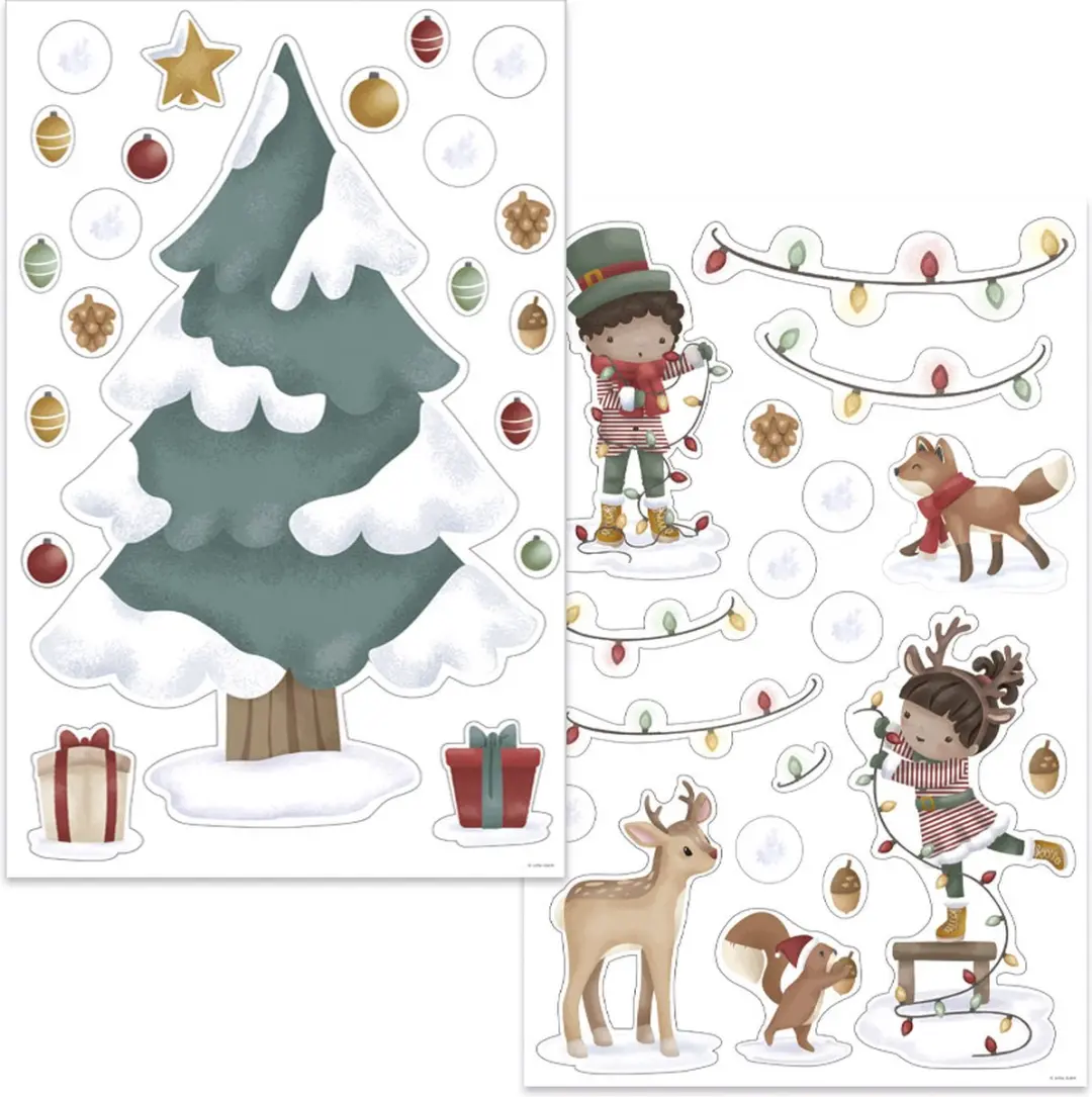 Little Dutch Kerstboom Raamstickers - 25 Stuks