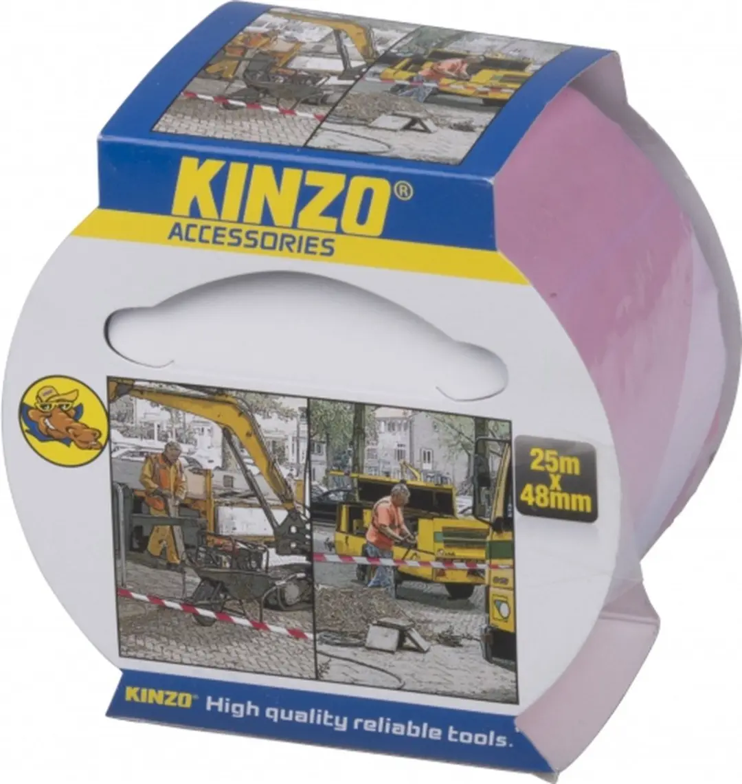 Kinzo Markeerlint 25m x 4,8cm - Rood/Wit - 2x - afbeelding 2 van 3