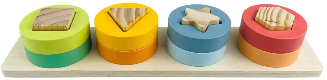 Koopman Houten Stapelpuzzel met Vormen - Meerkleurig - afbeelding 3 van 3