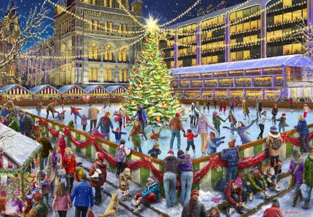 Bluebird Puzzle kerst puzzel Christmas Skating