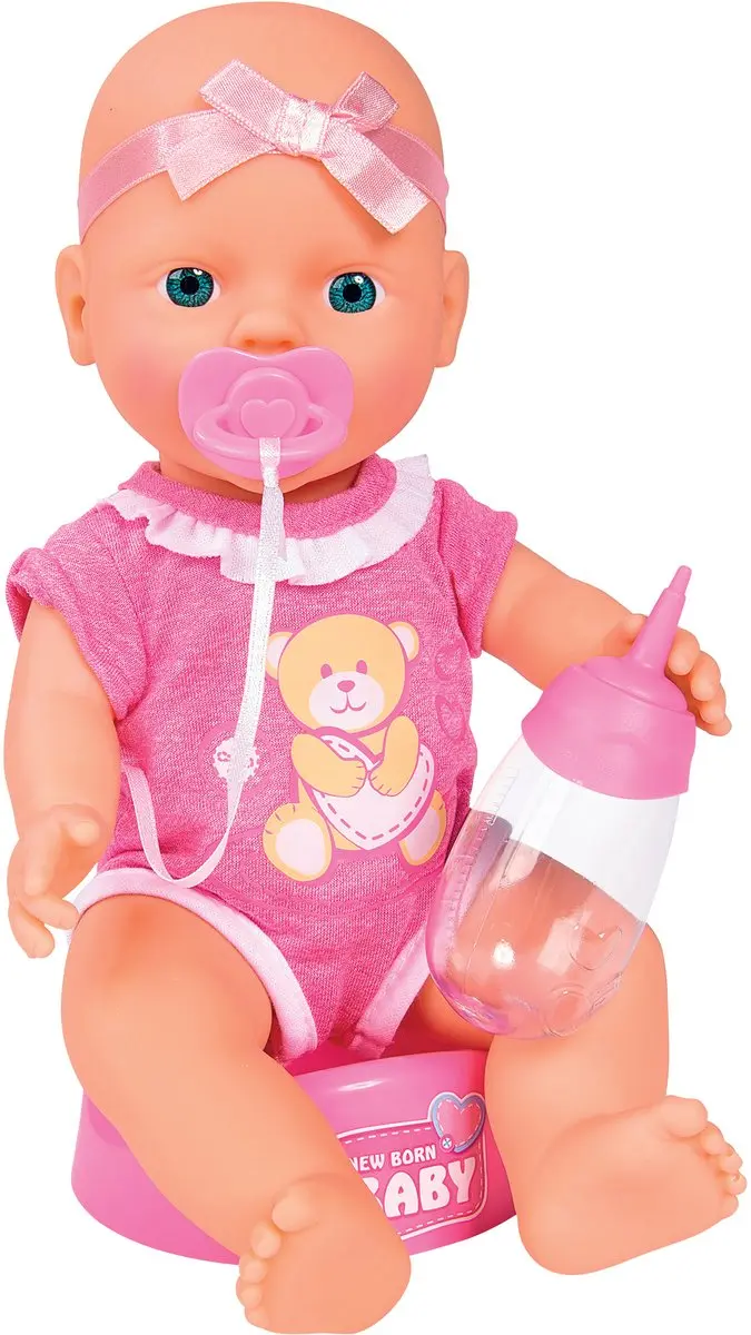 Simba New Born Baby Drink & Plas Pop 30cm - Roze - afbeelding 6 van 6