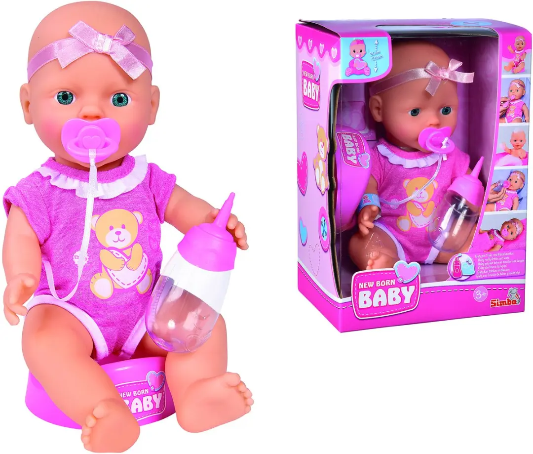 Simba New Born Baby Drink & Plas Pop 30cm