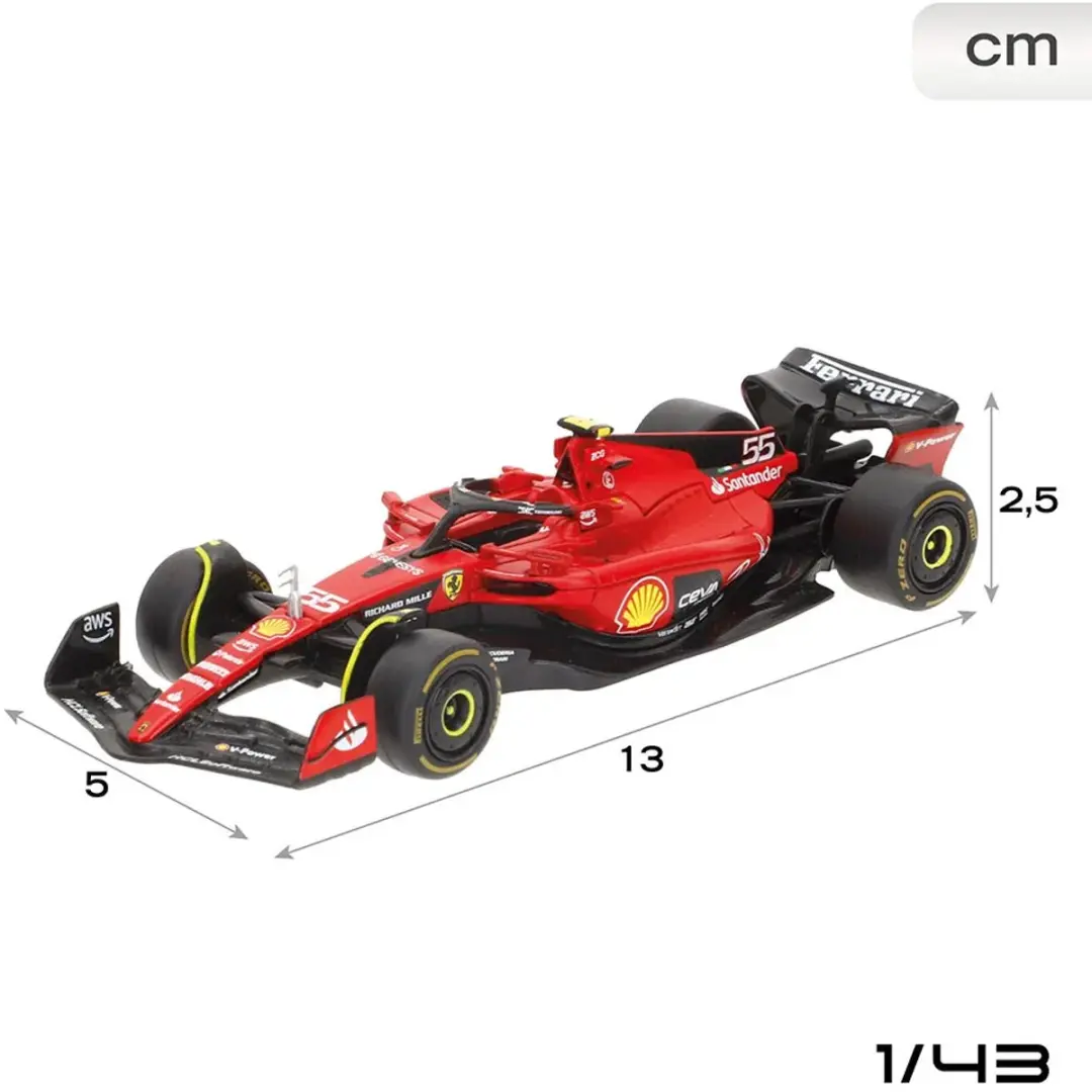 Bburago Ferrari F1-75 & SF-23 Sainz & Leclerc 1:43 Modelbouwkit - 4 Stuks - Rood/Zwart - afbeelding 6 van 6
