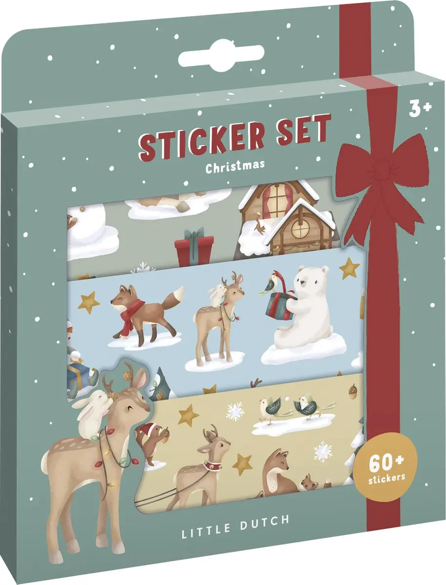 Little Dutch stickers kerstmis, 3 stickervellen met speelachtergrond