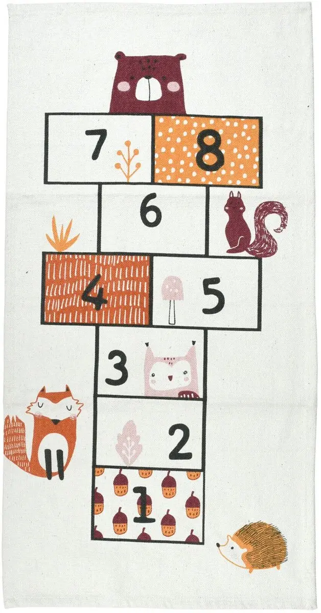 Vloerkleed Hinkelen Bosdieren speelkleed 70x140cm kinderkamer.
