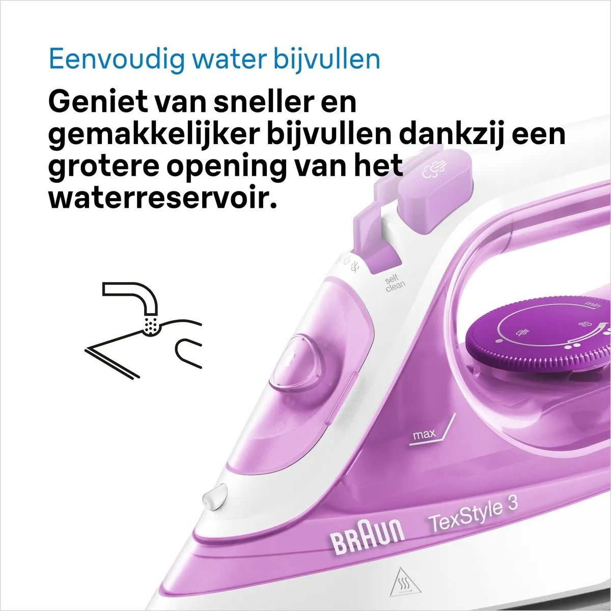 Braun TexStyle 3 SI3030PU Stoomstrijkijzer - 2400W - Paars
