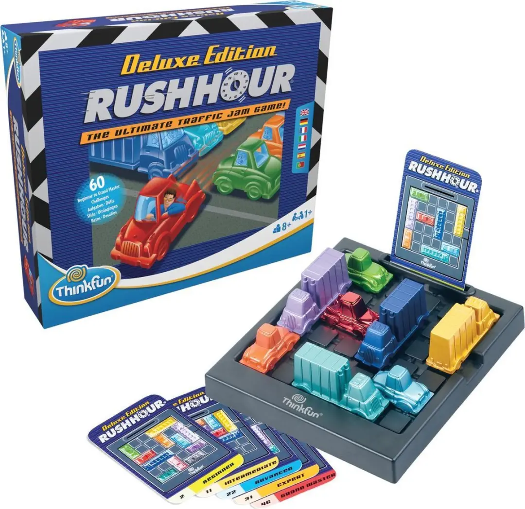 ThinkFun Rush Hour Deluxe Spitsuurspel - 60 Opdrachten - Metallic