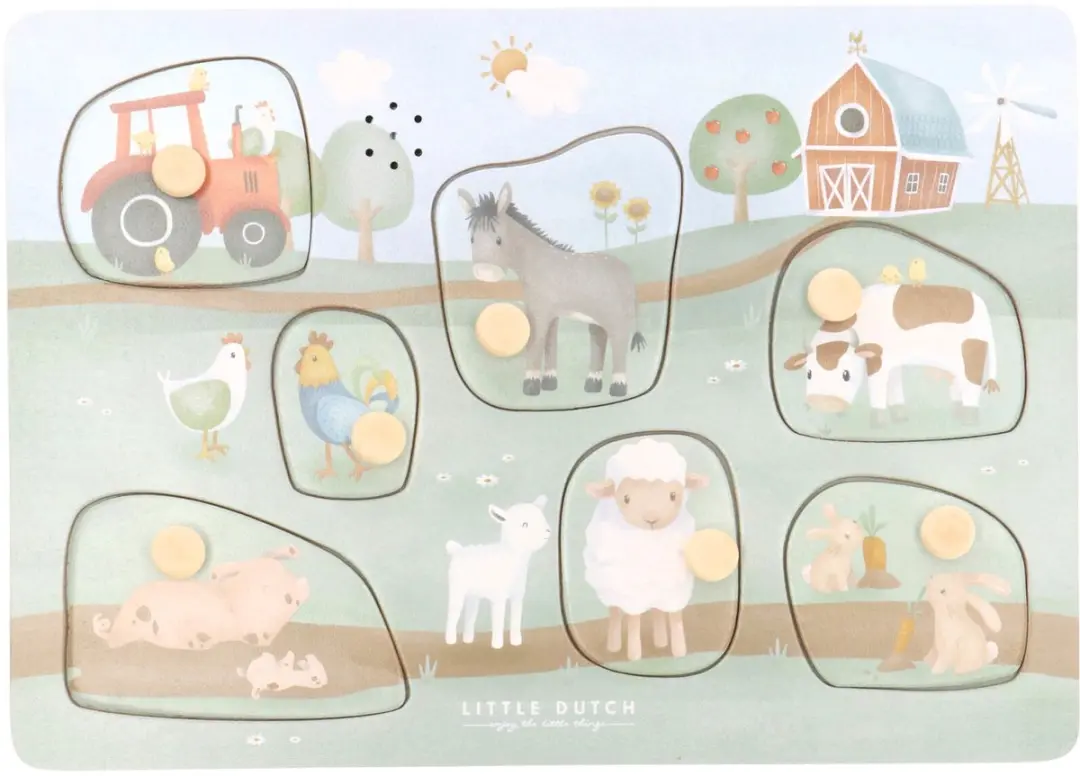 Little Dutch Geluidenpuzzel Little Farm 7-delig - afbeelding 6 van 6