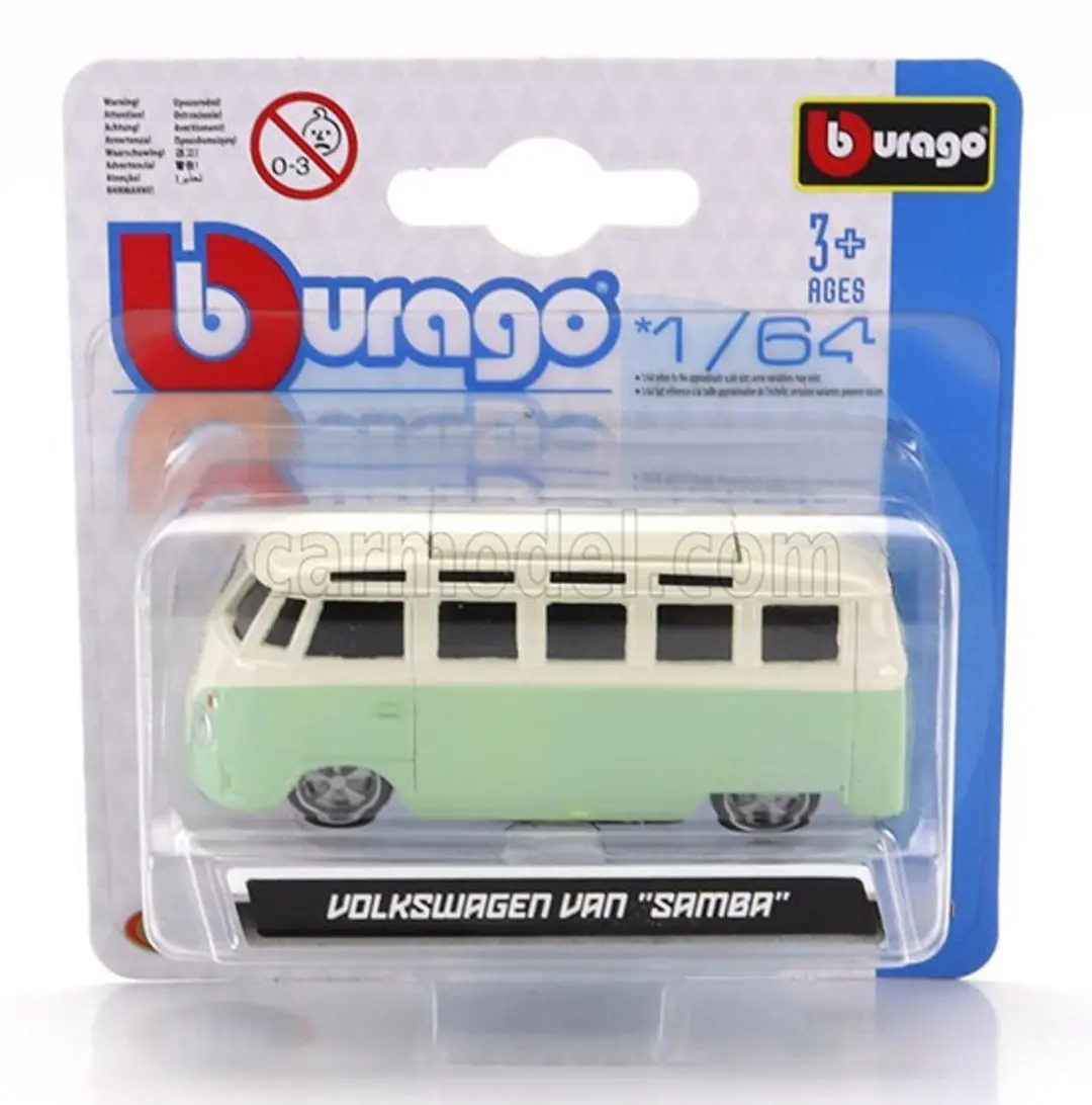 Auto Bburago 1962 Volkswagen Van Samba Bus VW Green Sixties (1:64 ) Metal
