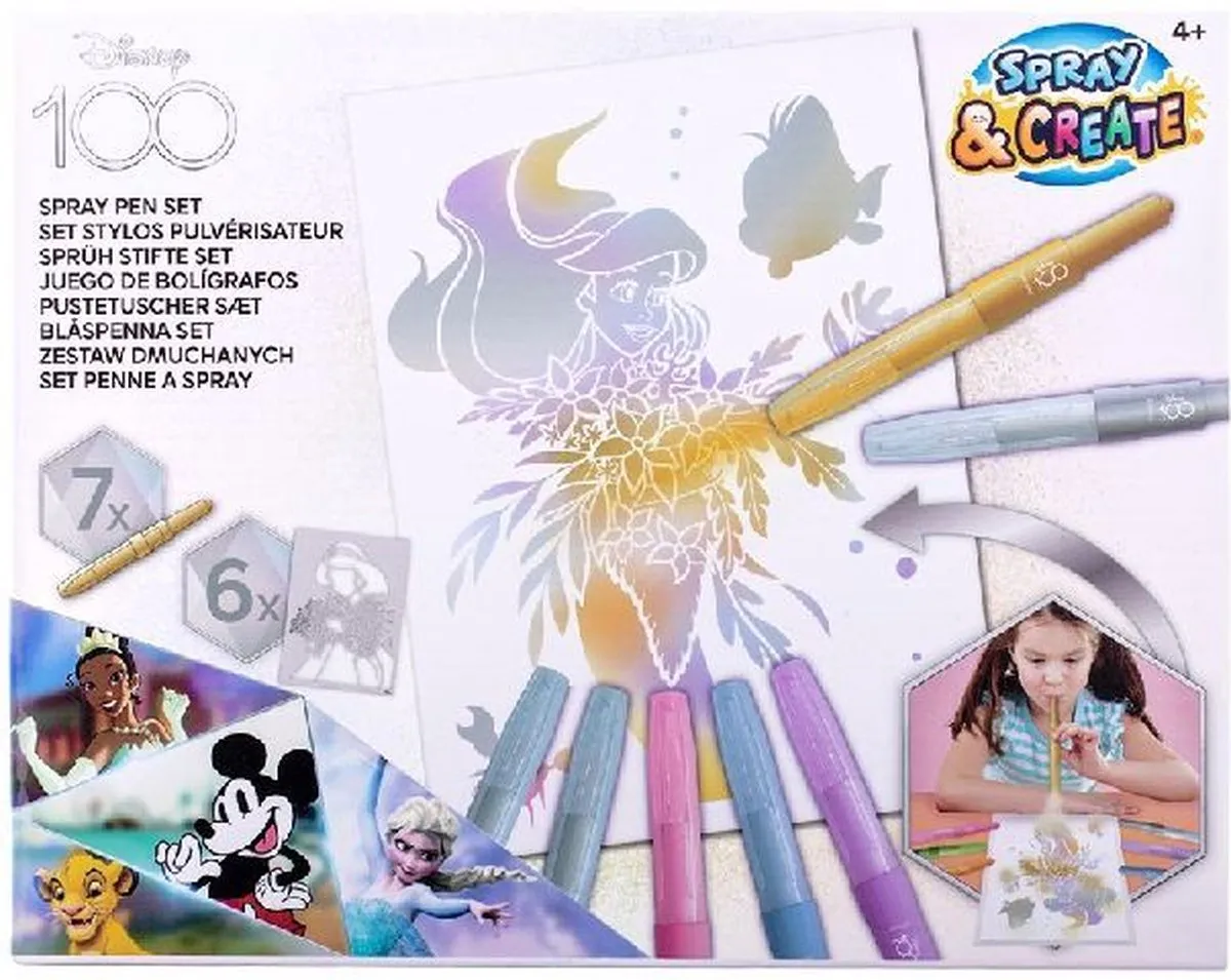 Disney 100 Jaar Blaaspennen Set - 7 Stuks - Multicolor