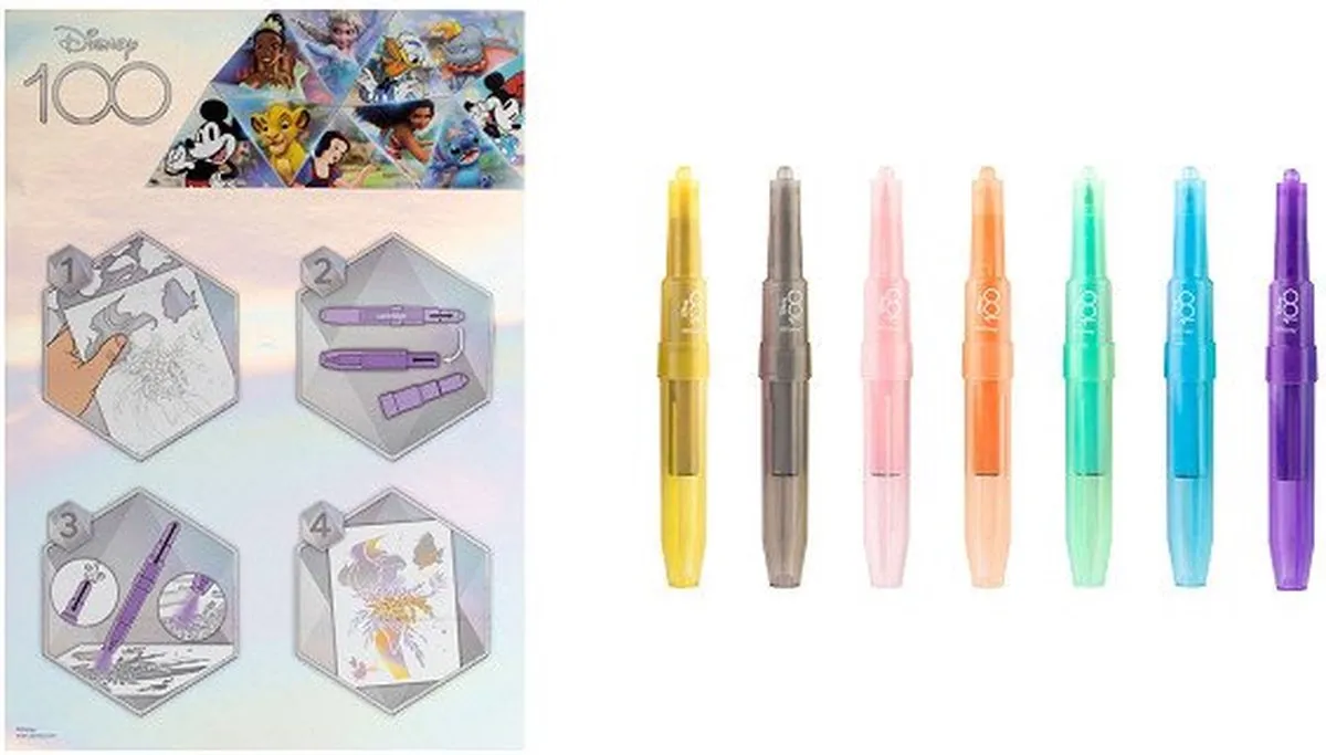Disney 100 Jaar Blaaspennen Set - 7 Stuks - Multicolor
