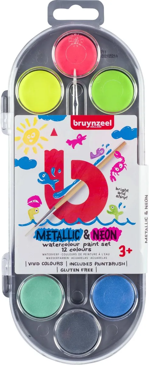 Bruynzeel Kids Waterverfset Metallic & Neon