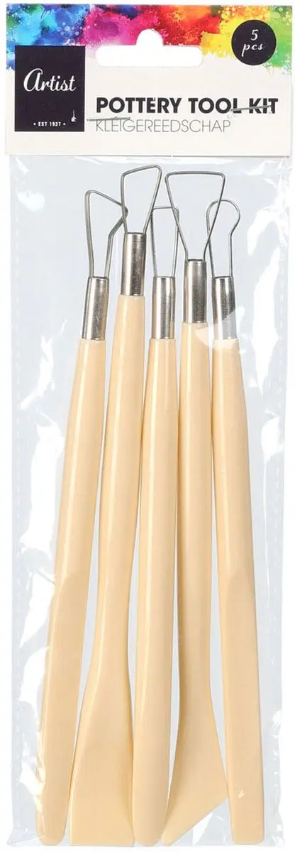 Paletmesjes set boetseermesjes voor kinderen multi kleuren 5 stuks.