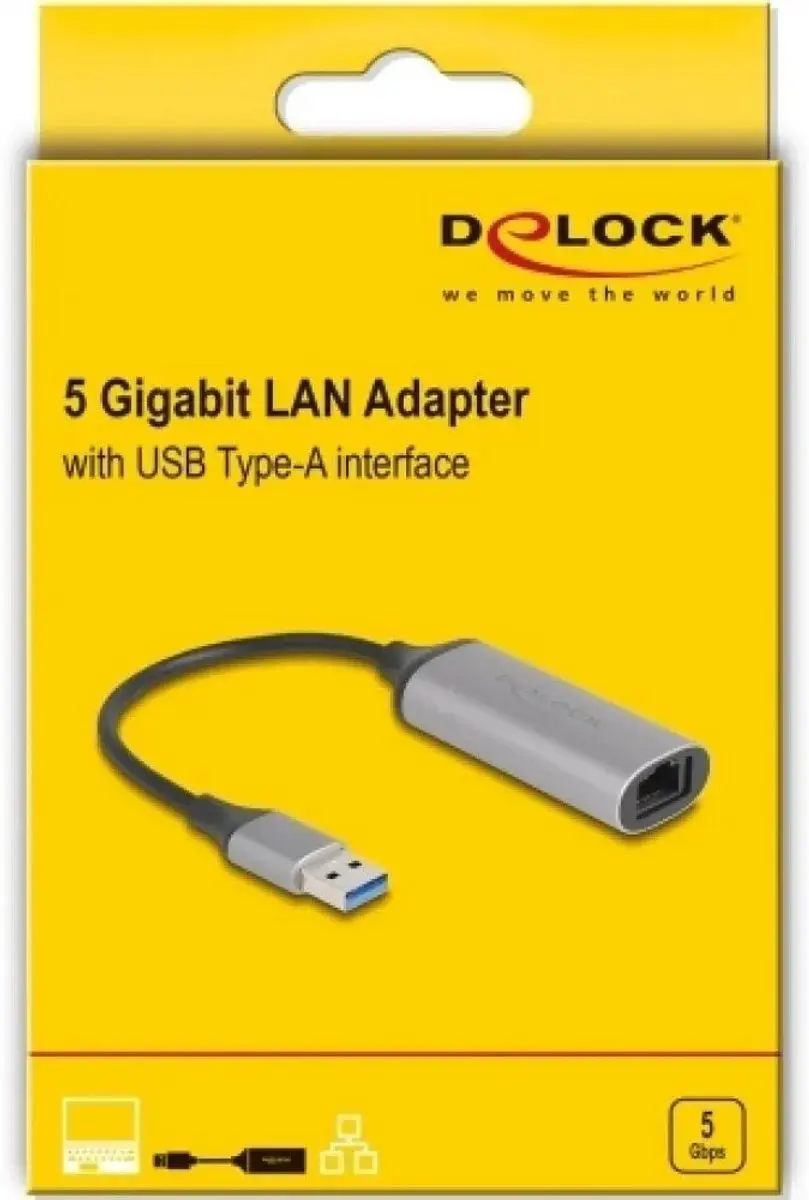 Delock USB Type-A 5 Gigabit LAN Adapter - Antraciet