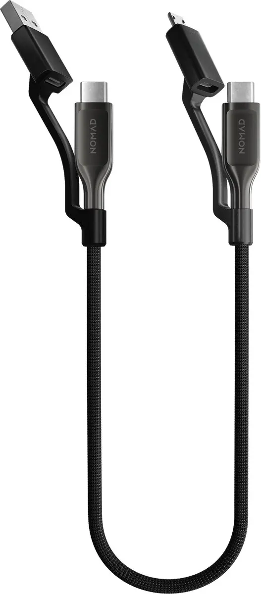 NOMAD Universele Kevlar USB-C Kabel 0,3m - Carbide - Transparent